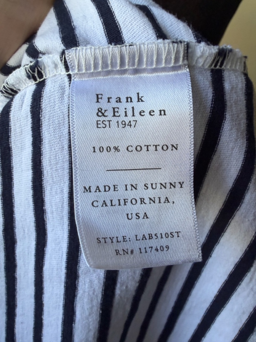 Frank & Eileen tee Patrick popover Henley small navy French stripe cotton womens - Picture 11 of 12